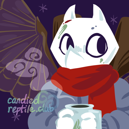 Portrait of the Angel of Record bundled in winter clothing.